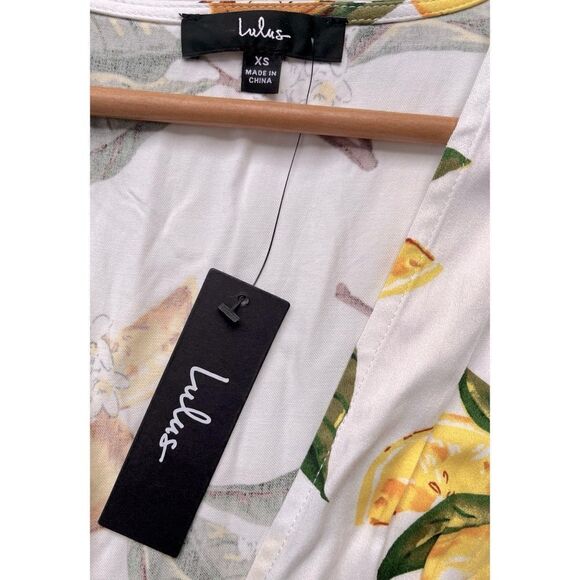 Lulu's Lemon Print Wrap Mini Dress - Picture 13 of 16